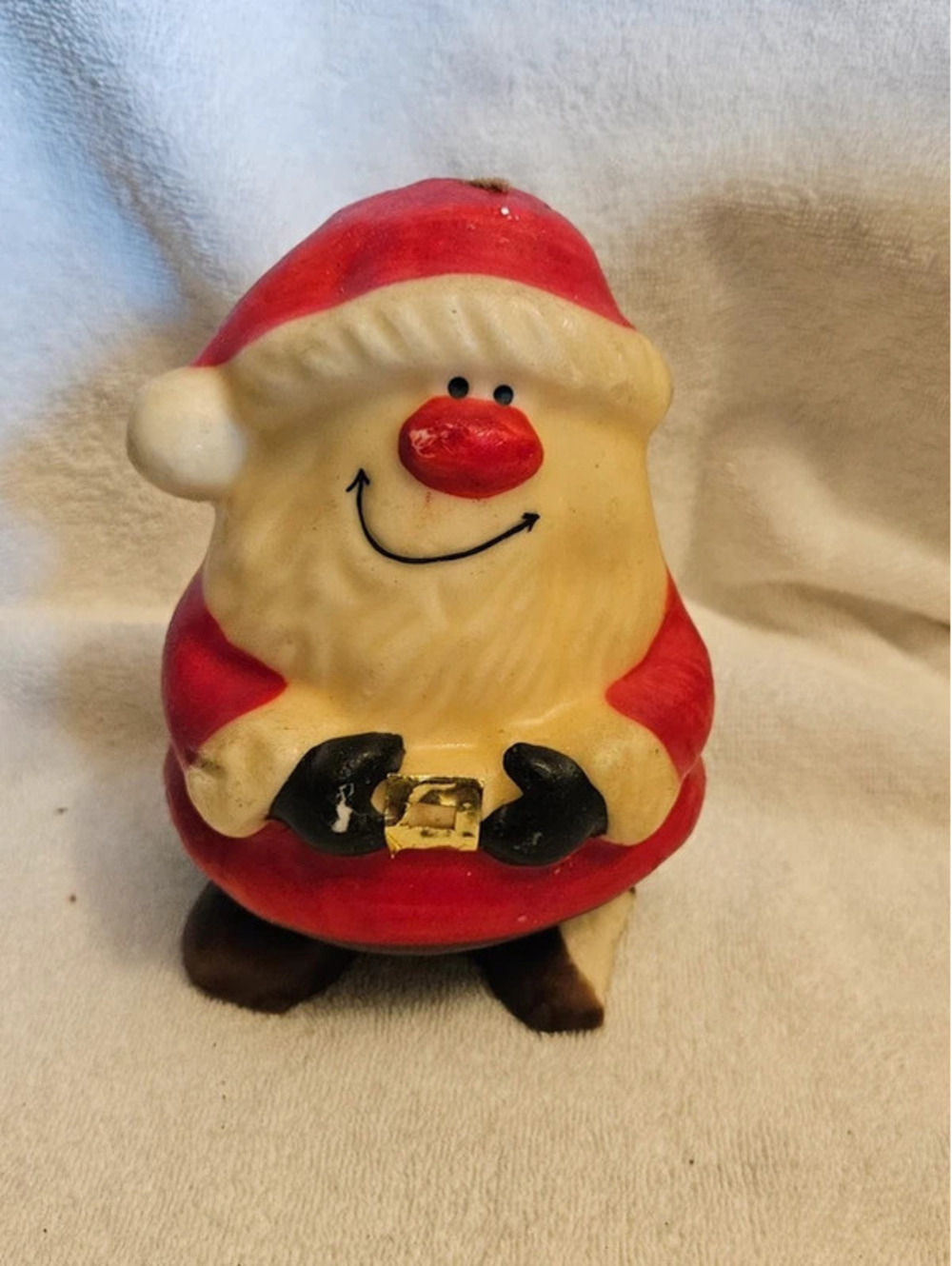 VTG Santa Claus Figural Wax Candle 7" Christmas Decor Whimsical See Flaws